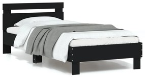 Estrutura de cama com cabeceira e luzes LED 90x200 cm preto