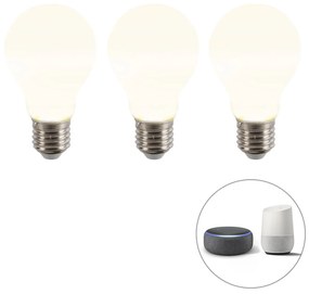Conjunto de 3 lâmpadas LED reguláveis inteligentes E27 A60 mate 7W 806 lm 2200-4000K