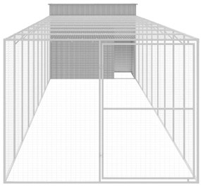 Casota cães c/ parque 214x1069x181 cm aço galvaniz. cinza-claro