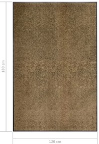Tapete de porta lavável 120x180 cm castanho
