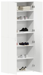 Armário para Sapatos Branco 80x35.5x180 cm Madeira Sólida