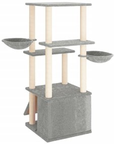 Árvore p/ gatos c/ postes arranhadores sisal 133 cm cinza-claro