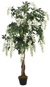 Glicínia artificial 840 folhas 150 cm verde e branco