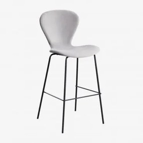 Em Um Banco Alto. ↑75 Cm & Negro & Velluto Cinza Claro & Velluto - Sklum