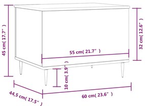 Mesa centro 60x44,5x45 cm derivados de madeira branco brilhante