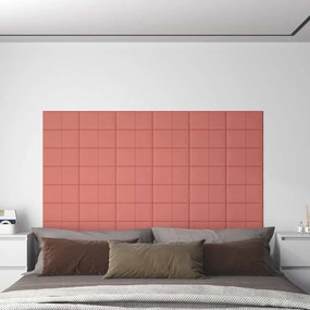 vidaXL Painel de parede 12 pcs 30x15 cm veludo 0,54 m² rosa