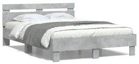 vidaXL Estrutura de cama c/ cabeceira derivados madeira cinza-cimento