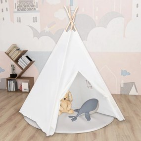 vidaXL Tenda teepee infantil c/ saco 120x120x150cm pele pêssego branco