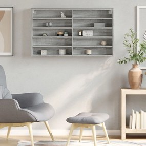Armário vitrine 100x15x58 cm derivados de madeira cinza sonoma