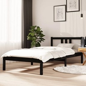 vidaXL Estrutura de cama solteiro 90x190 cm madeira maciça preto