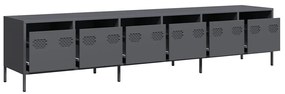 Móvel de TV 202x39x43,5 cm aço laminado a frio antracite