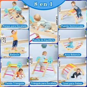 Conjunto Triângulo para escalada Bebés 8 em 1 Montessori de escalada em madeira com tema de astronauta multicolorido