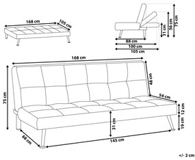 Sofá-cama de 3 lugares em tecido cinzento HASLE Beliani