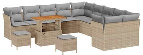 Conjunto de Sofá de Jardim vidaXL com Almofadas Bege Rattan Acácia
