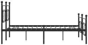 Estrutura de cama com cabeceira e pés 193x203 cm metal preto