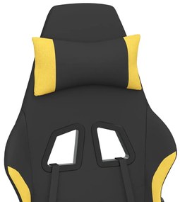 Cadeira Gaming Reclinável com Apoio de Pés em Tecido - Preto/Amarelo -