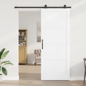 Porta deslizante vidaXL com conjunto de hardware Branca 93x232 cm Made