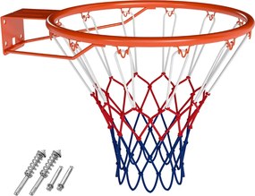 Aro de basquetebol de 45 cm de alta resistência para montagem na parede com mola dupla e rede Laranja