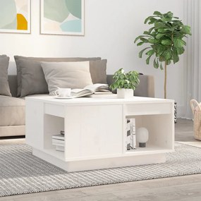 Mesa de centro 60x61x32,5 cm madeira de pinho maciça branco