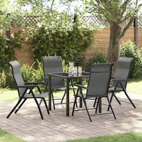vidaXL Conjunto de Jantar de Jardim 5 Peças Cinza Rattan Poli