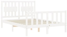 Estrutura de cama com cabeceira 140x190cm madeira maciça branco