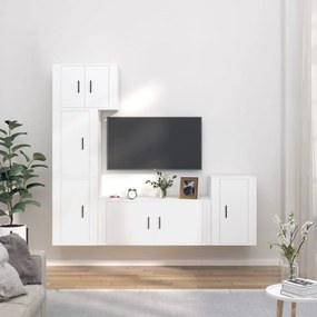 vidaXL Conjunto móveis de TV 5 pcs madeira processada branco