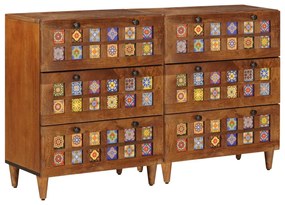 vidaXL Buffet 2 pcs Nogueira 60 x 33,5 x 75 cm Madeira de manga maciça