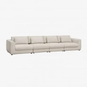 Sofá Modular De 4 Peças Com Encosto De Cabeça Regulável Em Altura Estofado Em Chenille Cataline Chenille Bege Creme - Sklum