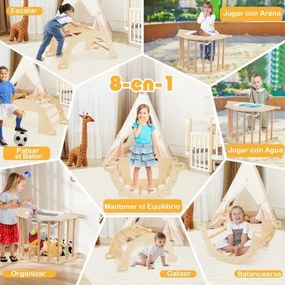 Estrutura multifuncional de escalada para crianças maiores de 3 anos 80 x 47 x 41 cm Natural