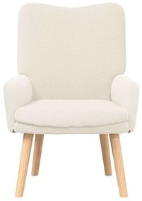 Cadeira Relaxante vidaXL Creme de Tecido com Pelo