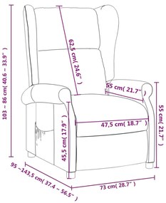 Poltrona reclinável tecido castanho-escuro