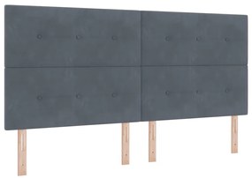 Cama Box Spring com Colchão e Banco Cinza Escuro 200x200 cm Veludo