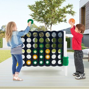 Jogo gigante Conecta 4 exterior 84 x 33 x 74 cm para crianças e adultos 74 cm com cesto e jogo de atirar argolas 42 peças Branco