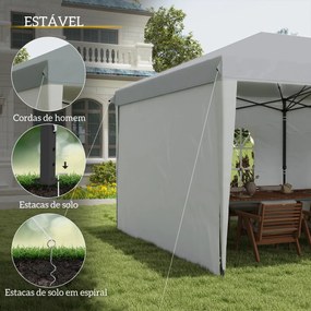 Tenda Dobrável 6x3 m Pop-up com 4 Laterais Desmontáveis Tenda de Jardim com 2 Janelas Visíveis Saco de Transporte Branco