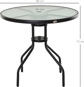 Mesa de Jardim Redonda Mesa Sala de Jantar de Cristal Temperado com Or