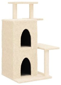 Árvore p/ gatos c/ postes arranhadores sisal 97 cm cor creme