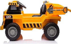 Camião Obras elétrico para crianças com caixa 12V 4x4, pneus em borracha e assento em pele artificial crianças até aos 5 anos Amarelo
