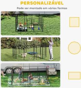 Parque para Cães com 12 Painéis Recinto para Animais de Estimação Modular com 2 Portas 80x120 cm Preto