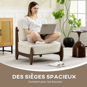Poltrona de sala em chenille 72 x 73,5 x 81 cm, poltrona confortável para o quarto, almofada grossa, assento estofado, creme