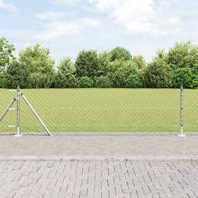 Cerca de Cadeia com 7 Postes Flangeados 0.4x10 m Aço Galvanizado