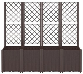 Vaso/floreira de jardim c/ treliça 160x40x140 cm PP castanho