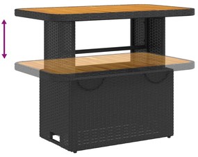 2 pcs conjunto sofás de jardim com almofadões vime PE preto