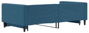 Sofá-cama com gavetão 100x200 cm veludo azul