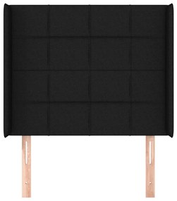 Cabeceira de cama c/ abas tecido 83x16x118/128 cm preto