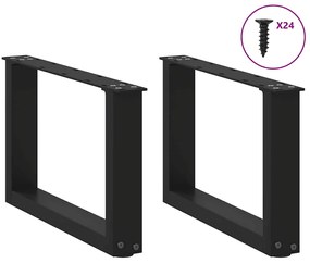Pés para mesa de centro em formato de U, 2 peças, preto, 50x(30-31) cm
