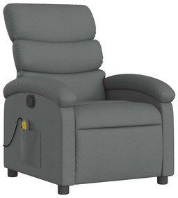 Poltrona de massagens reclinável tecido cinzento-escuro