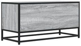 Móvel p/ TV 80x34,5x40 cm deriv. madeira/metal cinzento sonoma