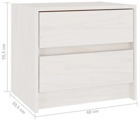 Mesas de cabeceira 2 pcs 40x30,5x35,5 cm pinho maciço branco