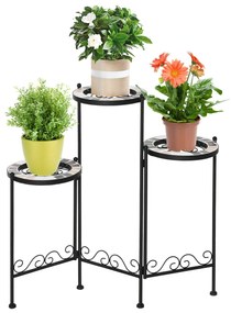 Outsunny Suporte de Metal para Plantas Dobrável Suporte para Flores co