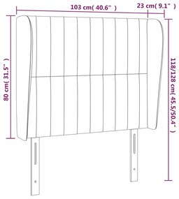 Cabeceira de cama c/ abas veludo 103x23x118/128 cm preto